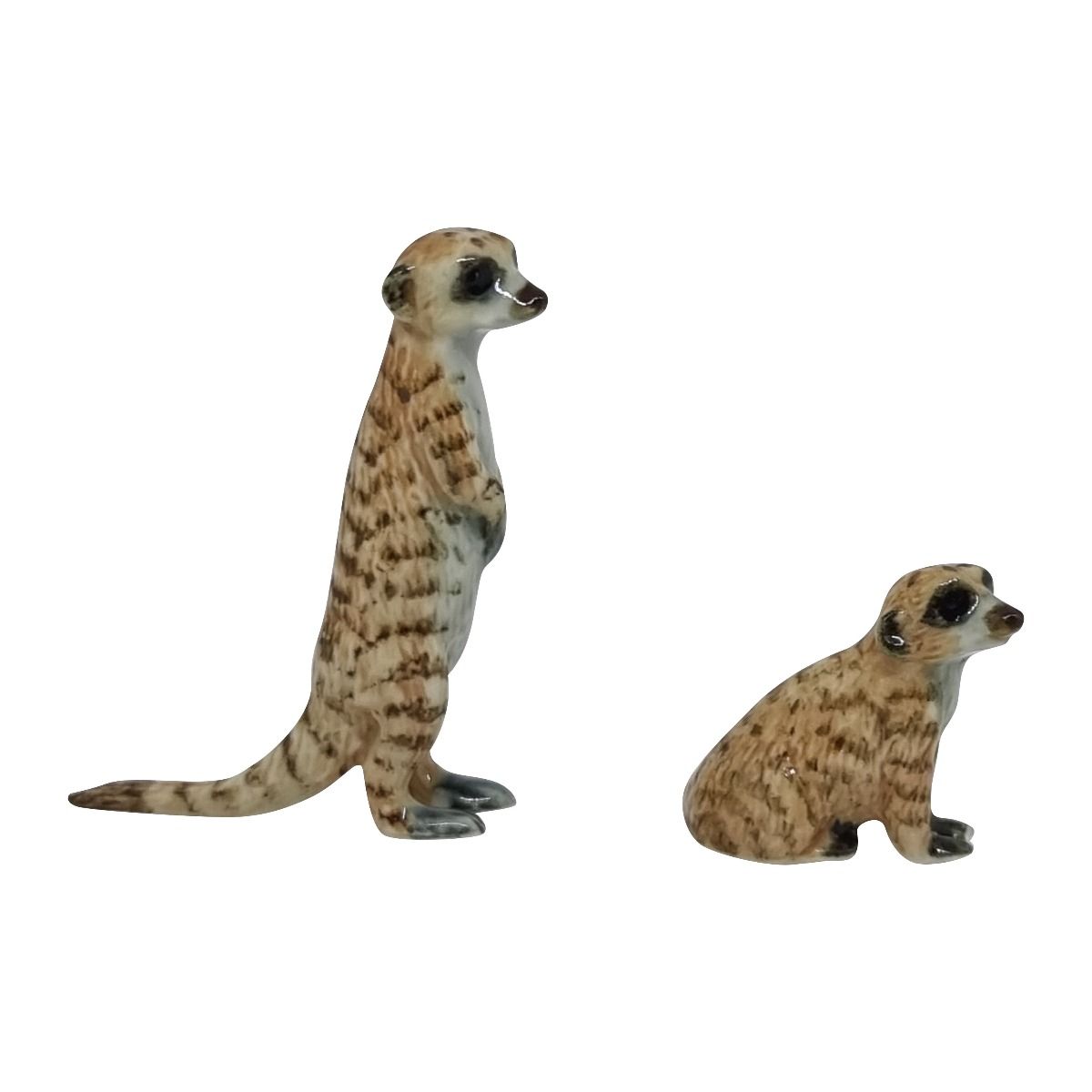 Meerkat set of 2 Ceramic Miniature Figurine